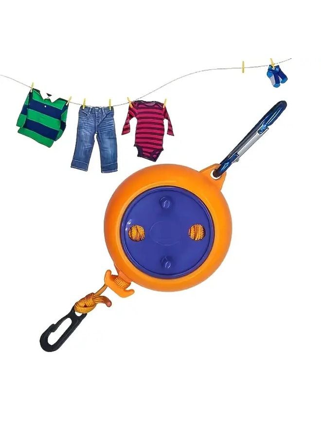 32 Foot Orange Retractable Camping Clothesline Portable Travel Drying Rope with Handles - Image 2