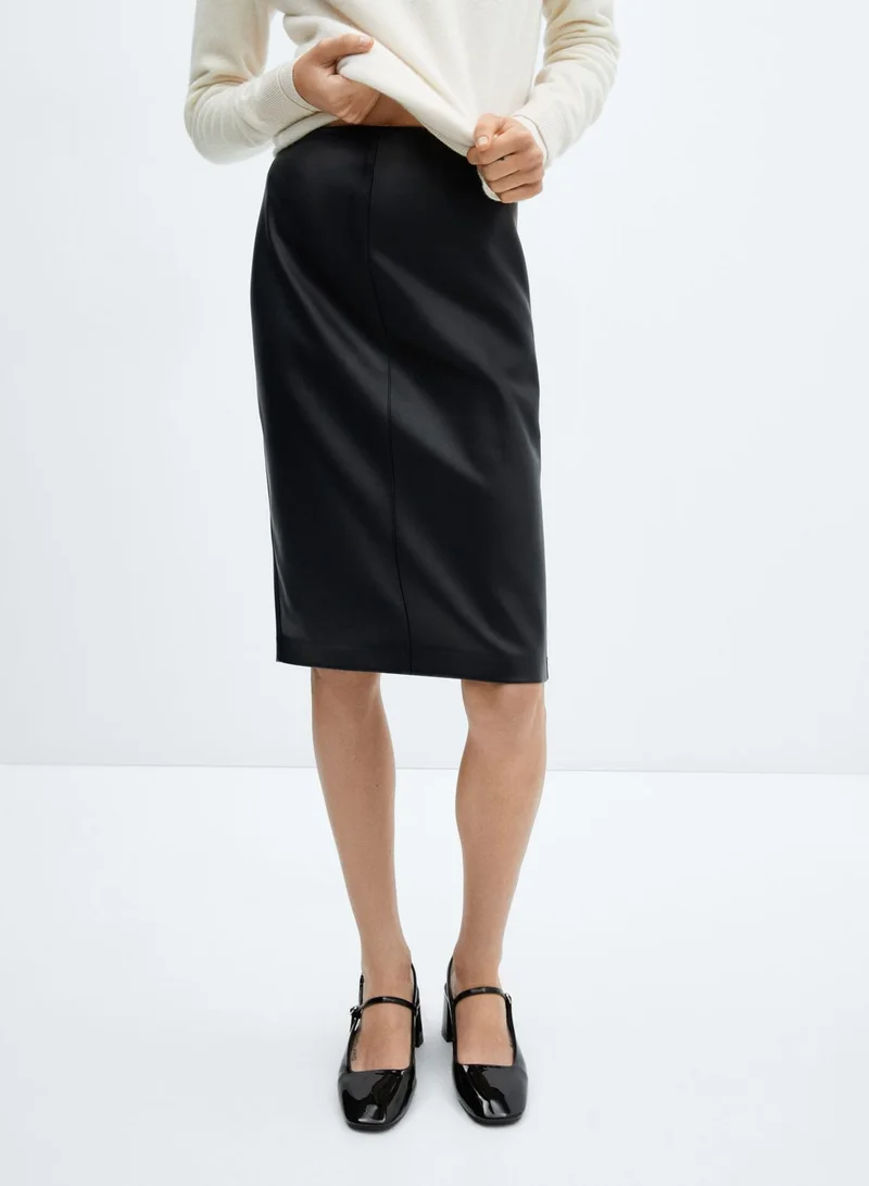 MANGO High Waist Midi Skirt