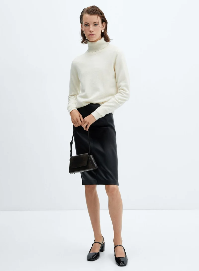 MANGO High Waist Midi Skirt