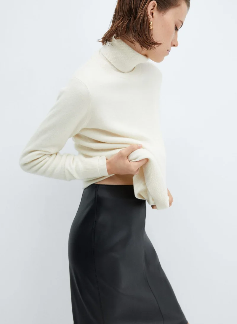 MANGO High Waist Midi Skirt