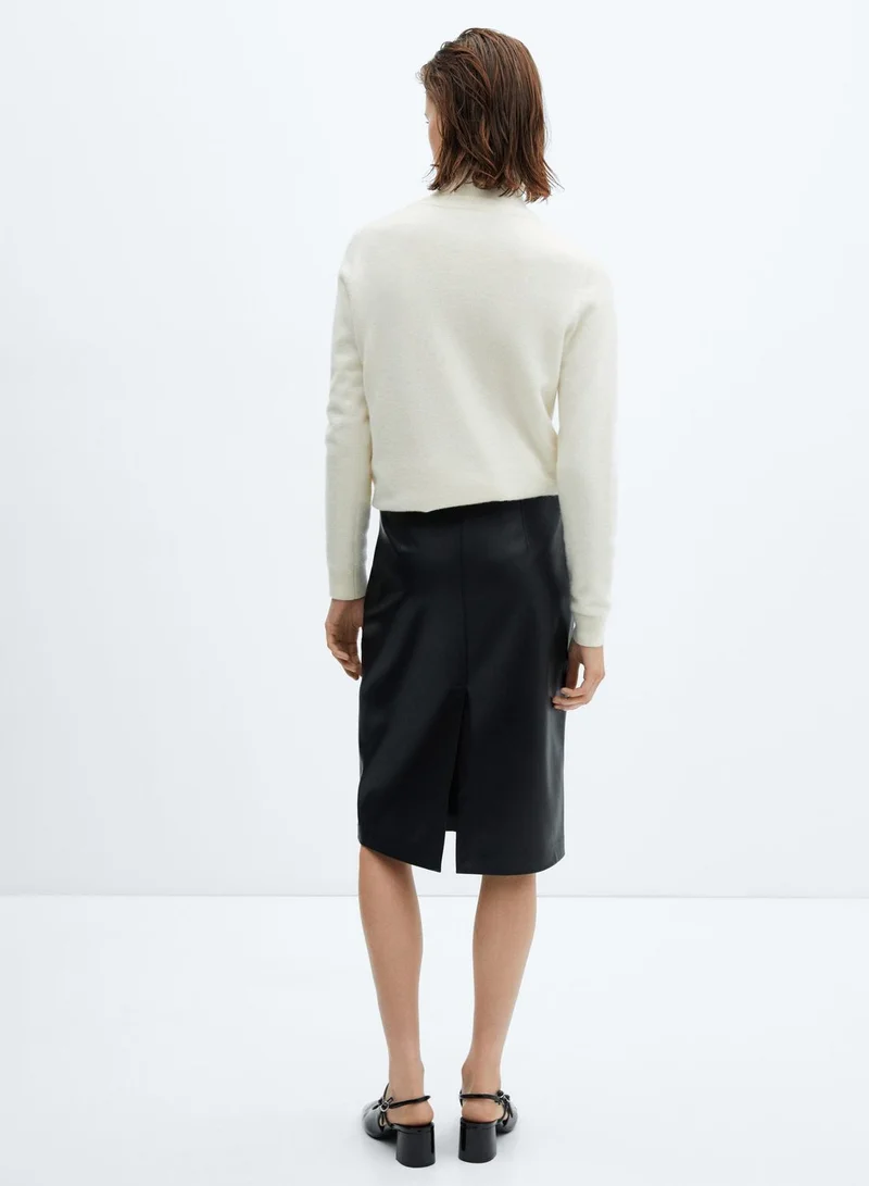 MANGO High Waist Midi Skirt