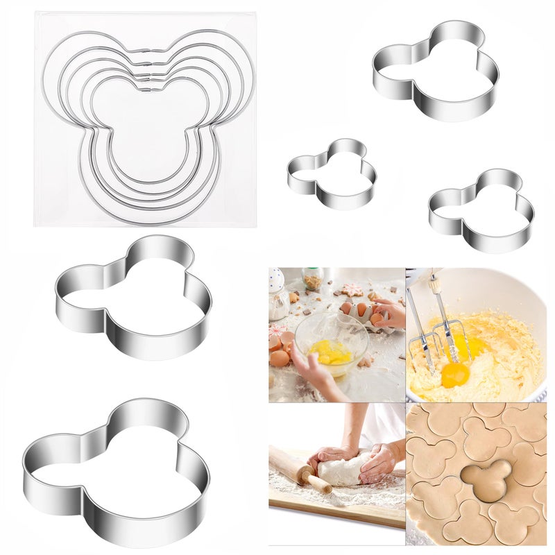 MrCookie Mouse Cookie Cutters for KidsStainless Steel Sandwiches Cutters Biscuit Molds for Kids 5pcs Sturdy Cutters for CookiesSandwichesSmall to Large Size of 212256295334386