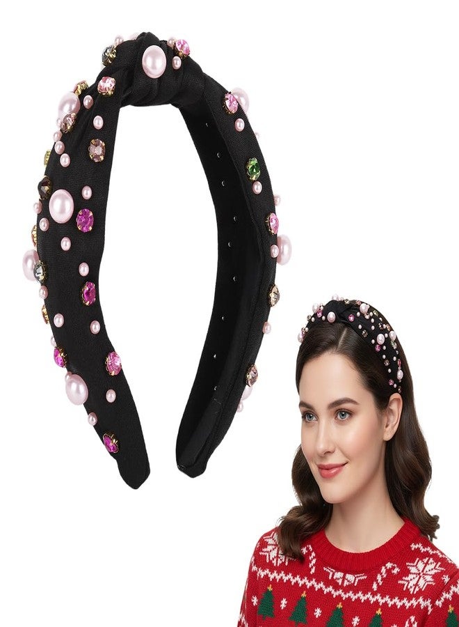 ماي كرييت ربطات شعر MAYCREATE® النسائية لعيد الميلاد، ربطة شعر مزينة بالخرز، ربطة شعر عريضة من قماش مرصع بأحجار الراين، مناسبة للارتداء اليومي، والحفلات، وعيد الميلاد، وعيد الحب، هدية مثالية للسيدات - Image 1