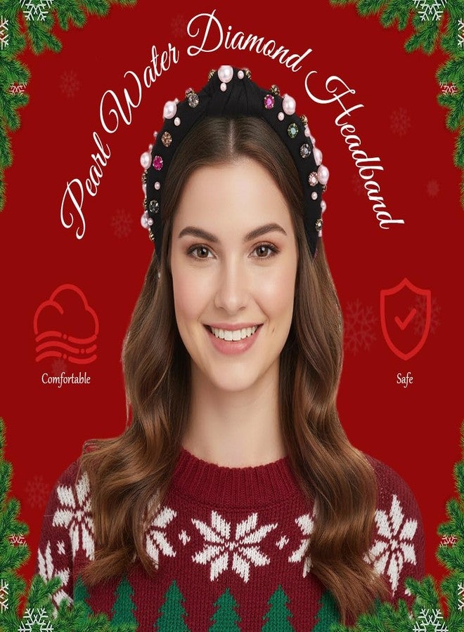 ماي كرييت ربطات شعر MAYCREATE® النسائية لعيد الميلاد، ربطة شعر مزينة بالخرز، ربطة شعر عريضة من قماش مرصع بأحجار الراين، مناسبة للارتداء اليومي، والحفلات، وعيد الميلاد، وعيد الحب، هدية مثالية للسيدات - Image 4
