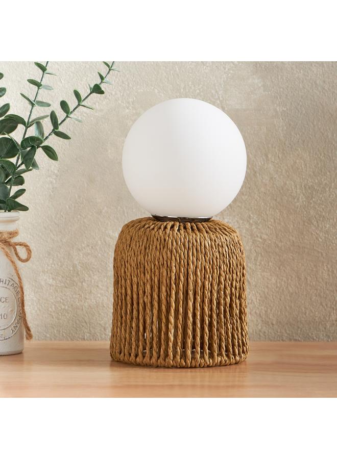 إلبي مصباح طاولة بغطاء كرة زجاجية وحبل ورقي 13X13X25 سم - Image 1