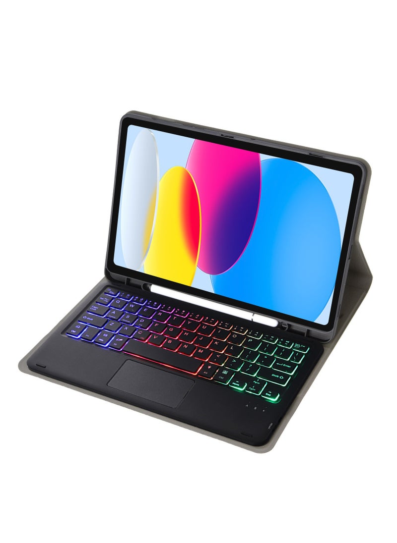 Arabic and English Keyboard Case for Samsung Galaxy  Tab S9 PLUS, Black  Backlit Bluetooth Slim Keyboard, Multi-Touch Trackpad, Lightweight Protective Cover