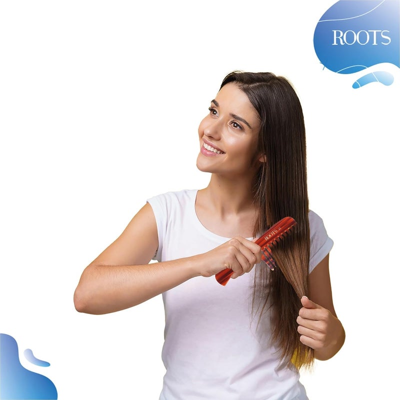 Roots Classic Brown Wide Teeth Handle Comb Hair Comb For Men and Women Style your Hair HassleFree Light Weight For Healthy Stylish Hair Pack of 1 Model No41 - Image 3