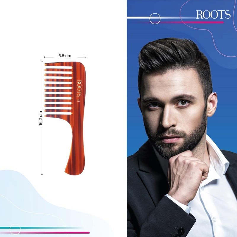 Roots Classic Brown Wide Teeth Handle Comb Hair Comb For Men and Women Style your Hair HassleFree Light Weight For Healthy Stylish Hair Pack of 1 Model No41 - Image 4