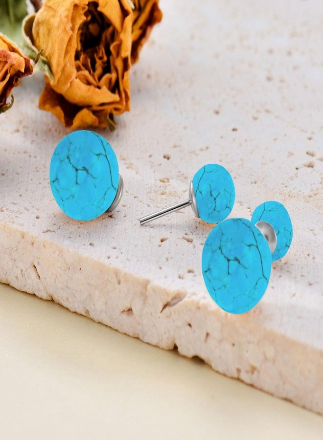 LONAGO Double Sided Turquoise Ball Earring Turquoises Stud Earrings Gift for Women (Turquoise) - Image 2