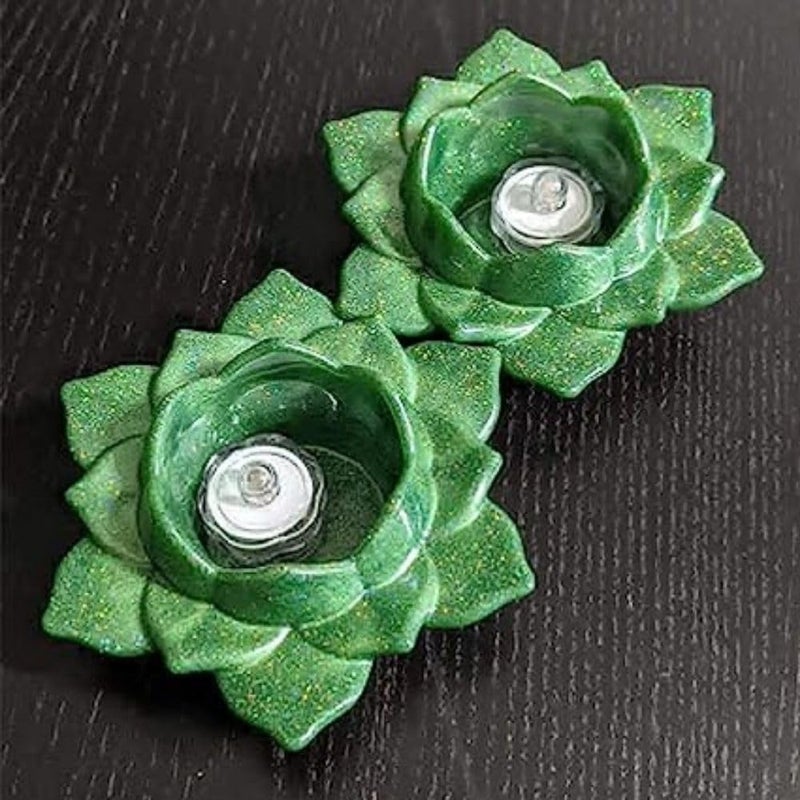 SNOOGG Pack of 2/3 Piece of Tea Light Lotus Mould Epoxy Resin Casting Moulds for Making and DY Decorative, Votive Candle Clear Glass Candle Holder for Candle,Dinners,Wedding,Bathroom - Image 3