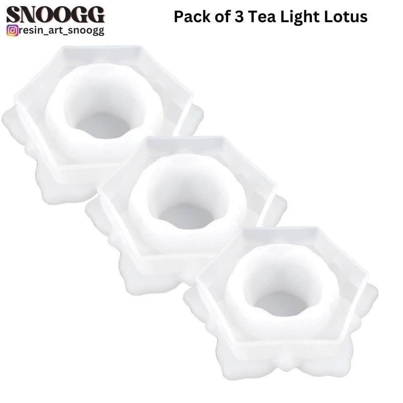 SNOOGG Pack of 2/3 Piece of Tea Light Lotus Mould Epoxy Resin Casting Moulds for Making and DY Decorative, Votive Candle Clear Glass Candle Holder for Candle,Dinners,Wedding,Bathroom - Image 2
