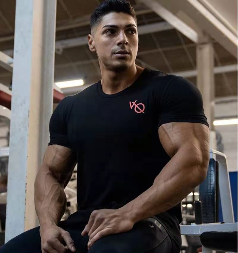 Cross-border 2021 spring large short-sleeved fitness sports T-blood casual men - Image 2