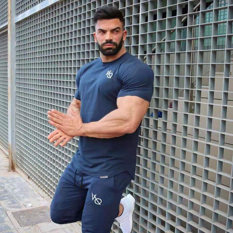 Cross-border 2021 spring large short-sleeved fitness sports T-blood casual men - Image 4