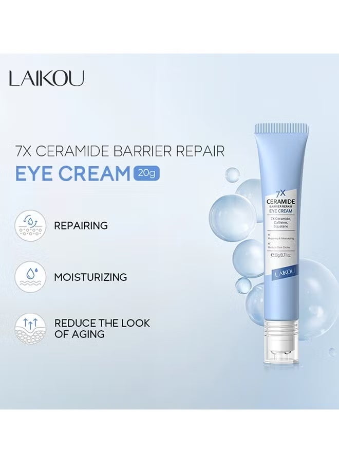 Laikou Ceramide Barrier Repair Eye Cream With Roller 20G, Hydrating Anti Aging, Eye Wrinkle Cream With Massage Head, Dark Circle Eye Cream For Women And Men, Eye Moisturizer For All Skin Type - Image 3