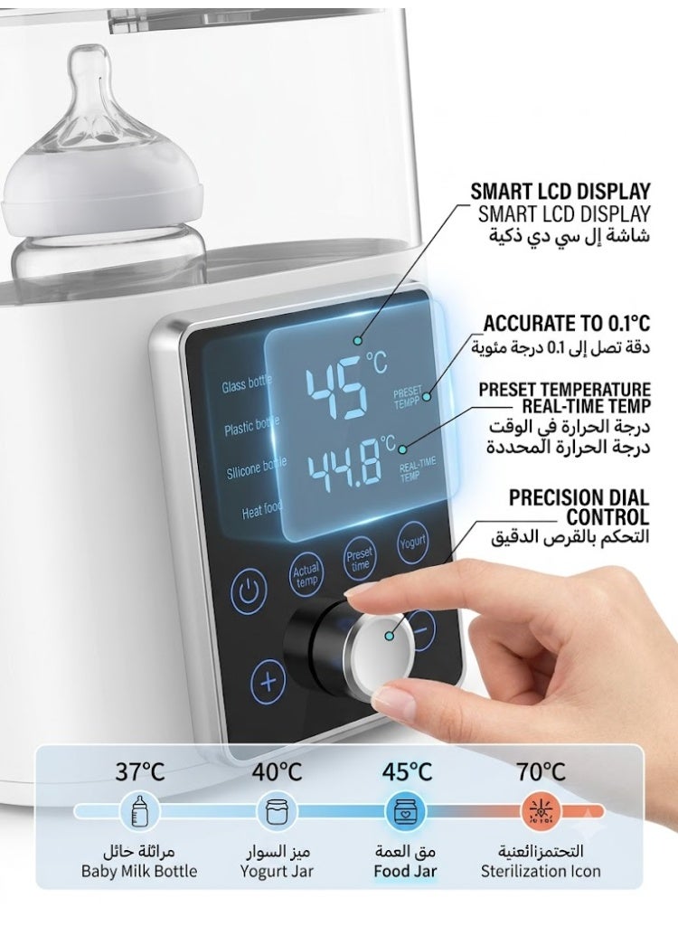 Baby Bottle Warmer 9 In 1 Bottle Sterilizer Food Maker Milk Heater Defrost Timer LCD Display Accurate Temperature Control For Double Bottles - Image 3