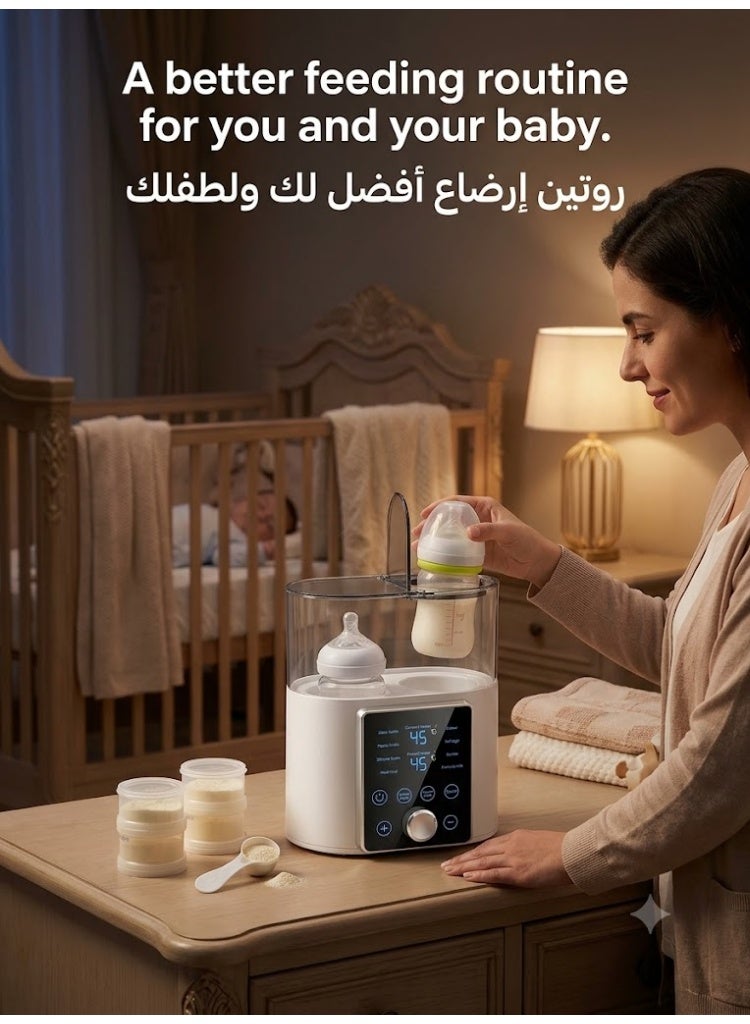 Baby Bottle Warmer 9 In 1 Bottle Sterilizer Food Maker Milk Heater Defrost Timer LCD Display Accurate Temperature Control For Double Bottles - Image 4