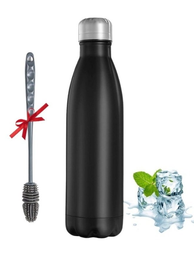 Generic - Double Wall Stainless Steel Water Bottle Leakproof Hot and Cold Drink Sports Bottle (500ml) with Silicone Brush (Gift) - Image 1