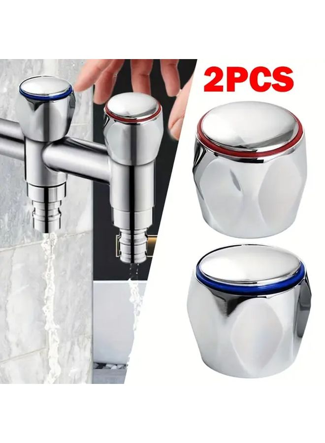Replacement Bathroom Sink Hot Cold Tap Head Covers 2pcs - Image 2