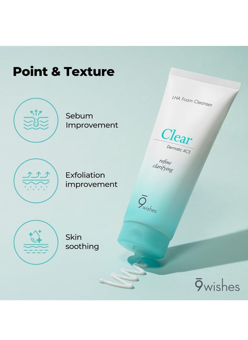 9 wishes 9 wishes Dermatic Clear Foam Cleanser 5.07 fl.oz - Acne Facial Wash with LHA & 20% Pear Flower Extract & Madecassoside | Low Alkaline, Gentle Exfoliating, Sensitive Skin Soothing, Korean Skincare  - Image 2