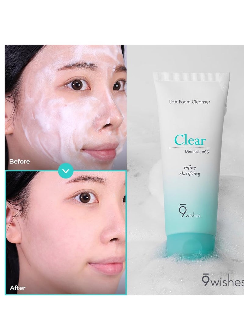 9 wishes 9 wishes Dermatic Clear Foam Cleanser 5.07 fl.oz - Acne Facial Wash with LHA & 20% Pear Flower Extract & Madecassoside | Low Alkaline, Gentle Exfoliating, Sensitive Skin Soothing, Korean Skincare  - Image 4