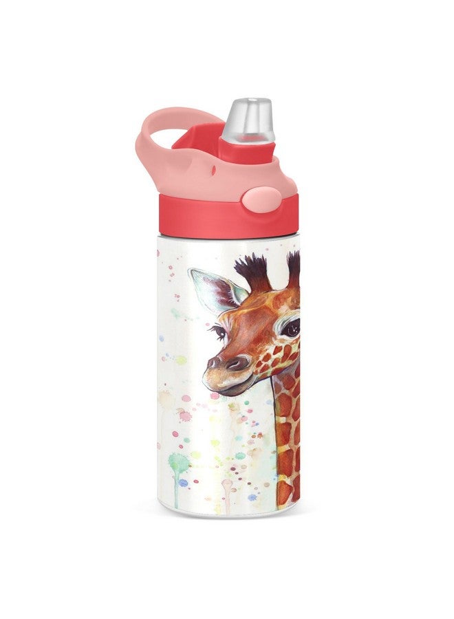Wamika Giraffe Kids Water Bottle with Straw and Carry Handle Cute Animals Vacuum Insulated Stainless Steel Bottles Leak-Proof for Boys Girls Toddler 12 oz Pink Lid - Image 2