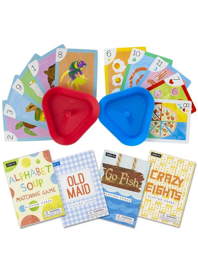 Imagination Generation Imagination Generation Set of 4 Classic Children's Card Games with 2 Hands-Free Playing Card Holders - Includes Old Maid, Go Fish!, Crazy Eights, & Alphabet Soup Matching Game  - Image 1