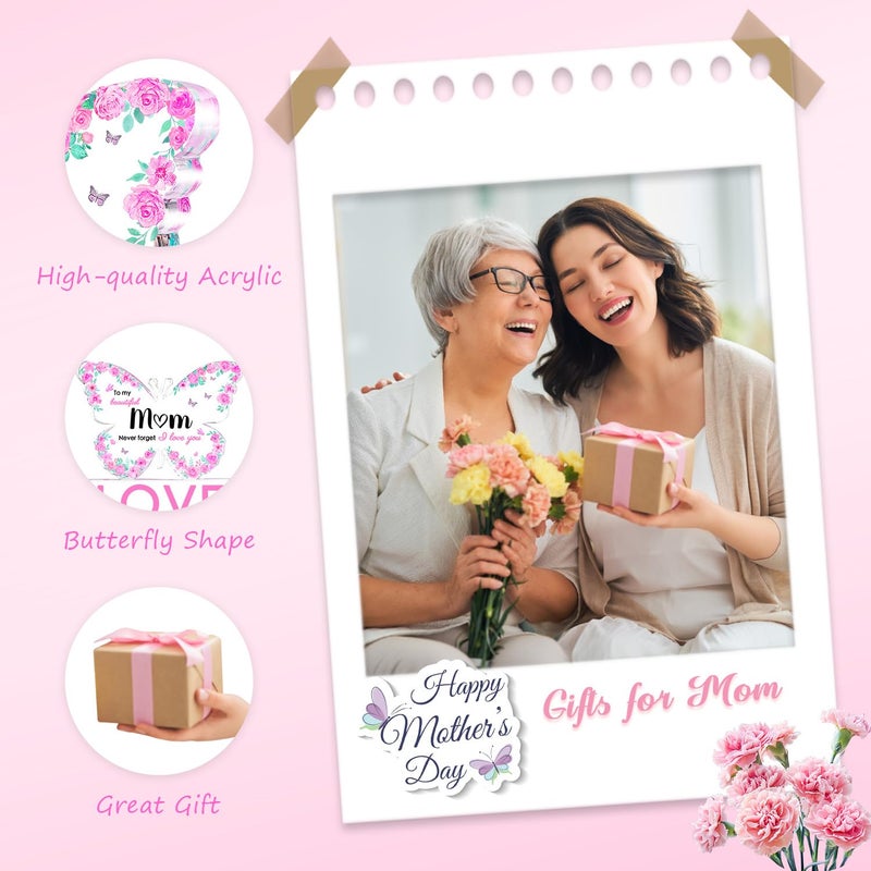ilifemate Butterfly Acrylic Plaque For Mom- Mothers Day & Birthday Gifts From Daughter Or Son -4X4 Inch ""To My Beautiful Mom"" Keepsake With Love Quotes  Best Mom Ever Gift  Heartfelt Home Decor - Image 3