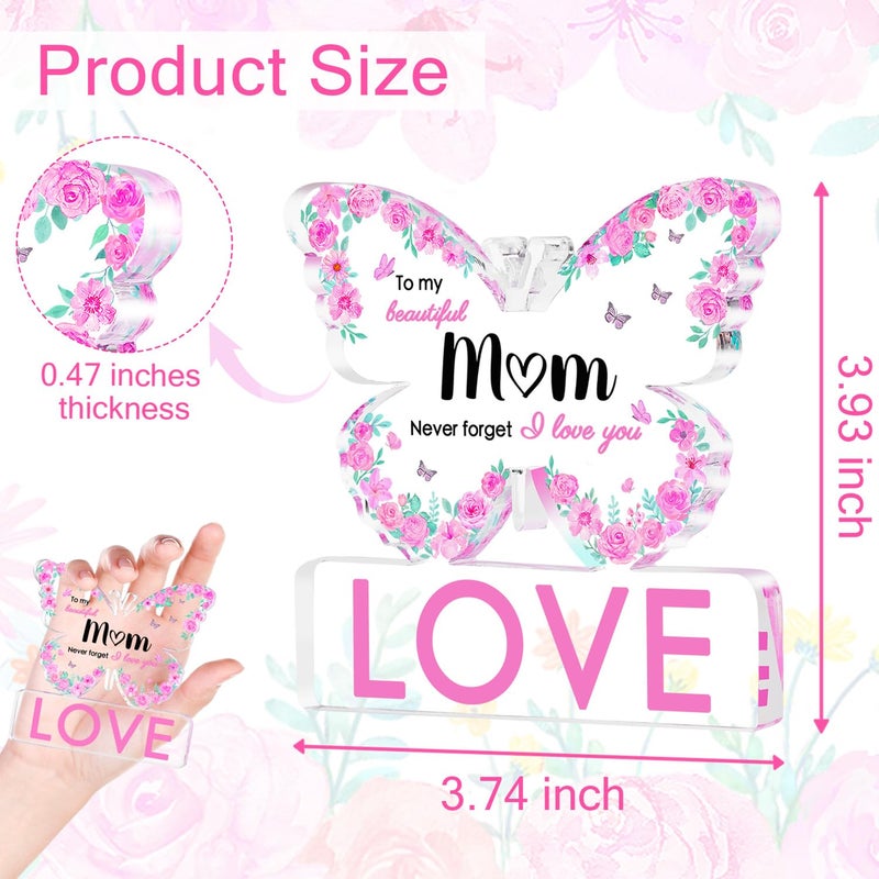 ilifemate Butterfly Acrylic Plaque For Mom- Mothers Day & Birthday Gifts From Daughter Or Son -4X4 Inch ""To My Beautiful Mom"" Keepsake With Love Quotes  Best Mom Ever Gift  Heartfelt Home Decor - Image 5