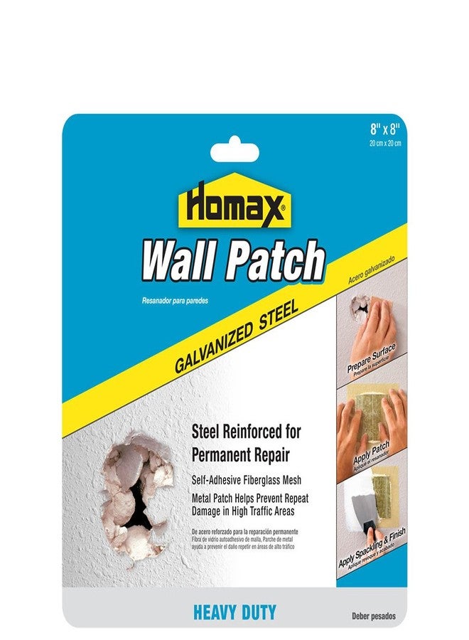 Homax Wall Patch, Galvanized Steel, 8"x8", Heavy Duty Patch, Repairing Drywall Holes - Image 1