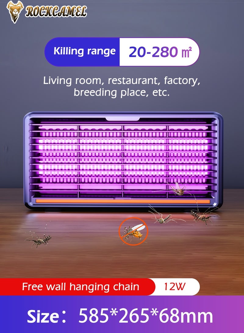 ROCKCAMEL 12W High-Power Electric Mosquito Killer with UV Light Attract, Fly Killer Bug Zapper, Baby Safety Level, Wall-Mounted/Desktop Use, High Efficiency Mosquito Killer for Home Office Patio Kitchen(58.5*26.5*6.8cm) - Image 3