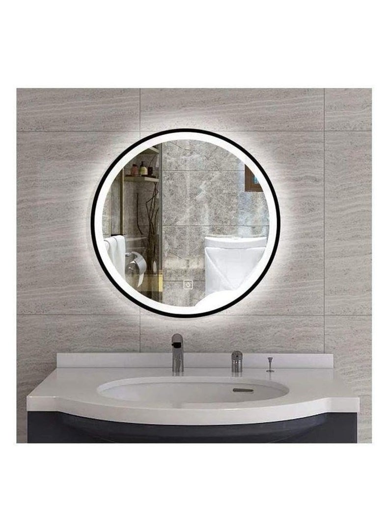 Generic 3-Color Led Touch Mirrors With Metal Frame 70X70X3Cm  Black  - Image 1