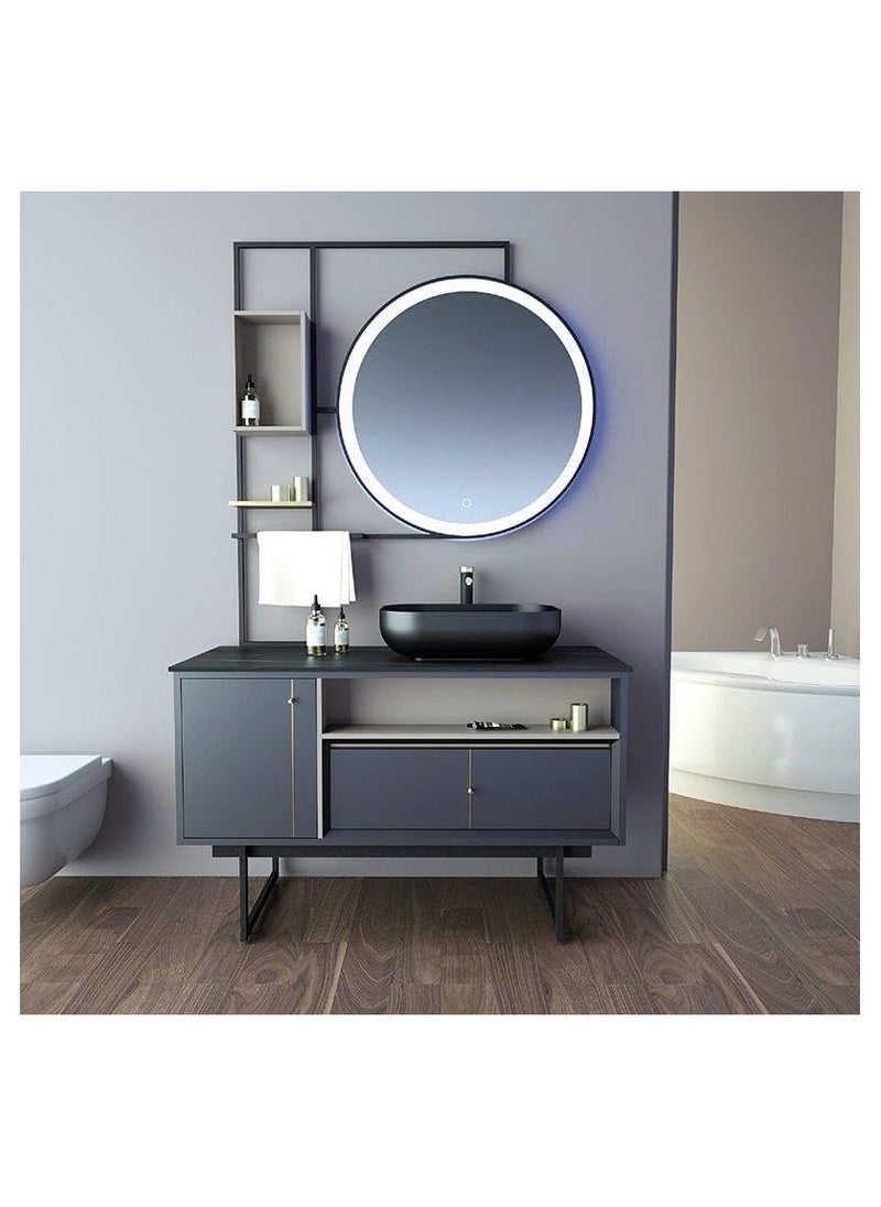 Generic 3-Color Led Touch Mirrors With Metal Frame 70X70X3Cm  Black  - Image 3
