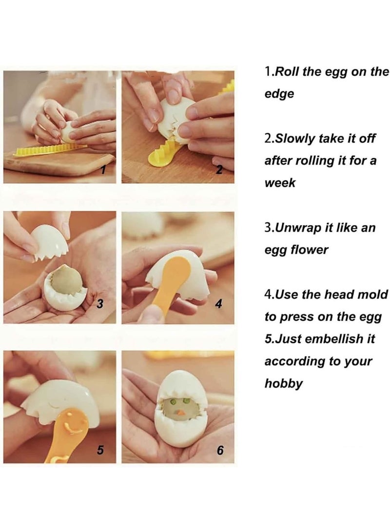 SYOSI Fancy Egg Cutters Set, Cooked Eggs Cutter, Multi-Functional Flower & Decorative Egg Shapers for Hard-Boiled Eggs, Exquisite Kitchen Accessories with Unique Shapes, Easy to Clean (4-Pack, Yellow) - Image 4