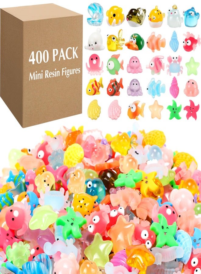 Barydat 400 Pcs Mini Resin Decor Figures Bulk for Pranks Tiny Hide Crafts Luminou Glow in The Dark Starfish Sea Micro Landscape Aquarium Miniature Stuff for Garden Party Favor Gift Decoration - Image 1