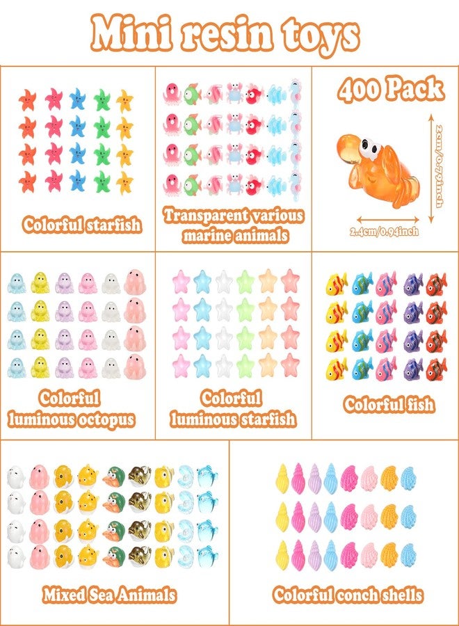 Barydat 400 Pcs Mini Resin Decor Figures Bulk for Pranks Tiny Hide Crafts Luminou Glow in The Dark Starfish Sea Micro Landscape Aquarium Miniature Stuff for Garden Party Favor Gift Decoration - Image 2
