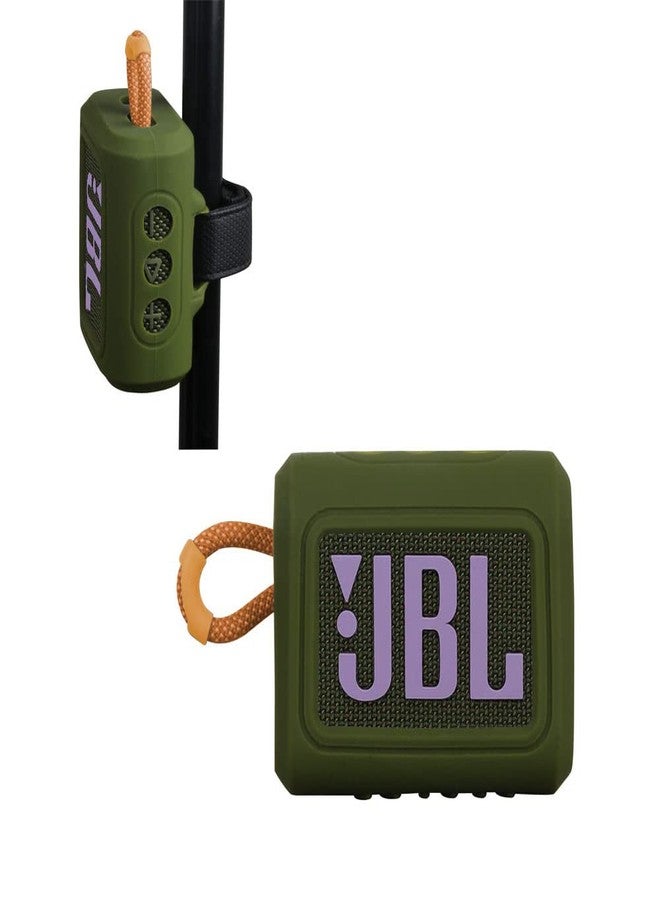 Hermitshell Replacement Silicone Carrying Case for JBL Go 3/JBL Go 4 Portable Bluetooth Speaker (Green 2) - Image 1