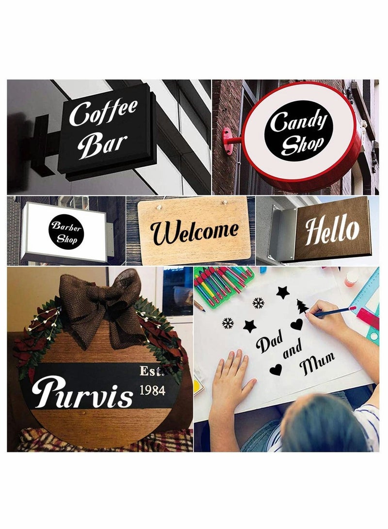 NIBEMINENT Large Letter Stencils for Painting on Wood 43 Pack Alphabet Number Stencil Templates with Signs Reusable Plastic in 158 Designs Chalkboard Fabric - Image 3