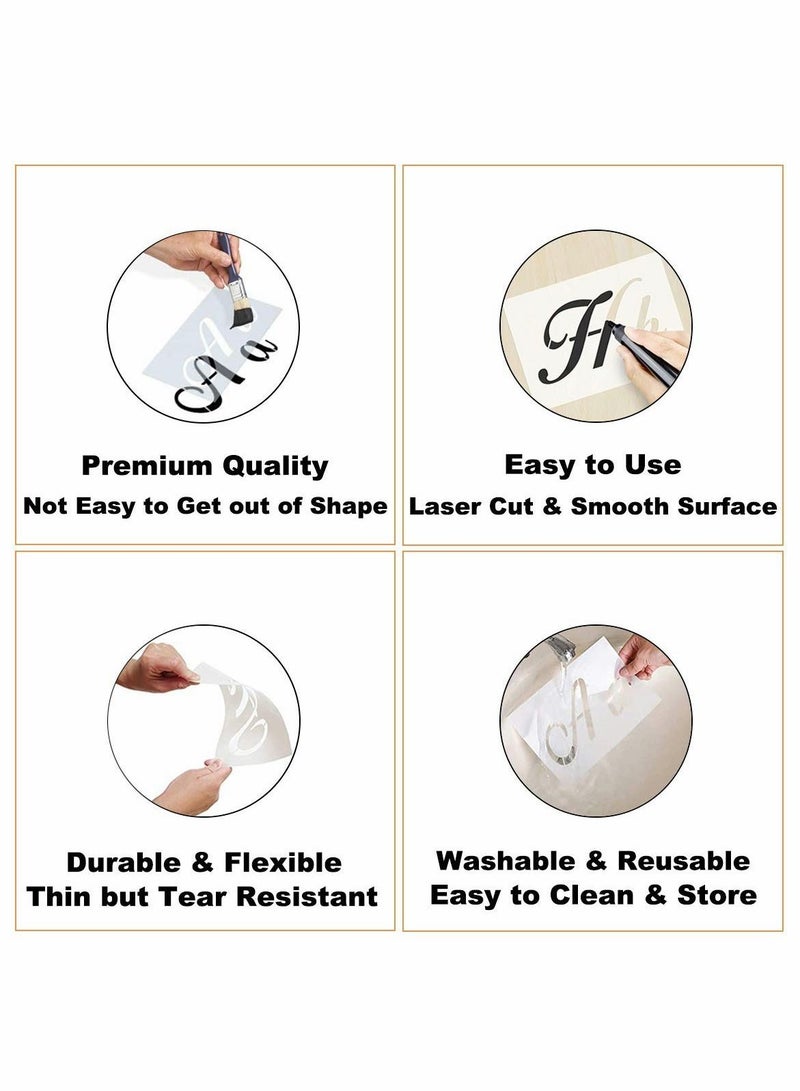 NIBEMINENT Large Letter Stencils for Painting on Wood 43 Pack Alphabet Number Stencil Templates with Signs Reusable Plastic in 158 Designs Chalkboard Fabric - Image 2