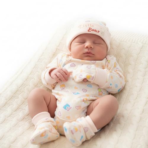 SAFE-O-KID Soft Baby Cotton Colourful Mitten Gloves, Cap & Booty Set for Boys & Girls (0–3 Months)- Assorted - Image 2