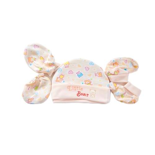 SAFE-O-KID Soft Baby Cotton Colourful Mitten Gloves, Cap & Booty Set for Boys & Girls (0–3 Months)- Assorted - Image 1