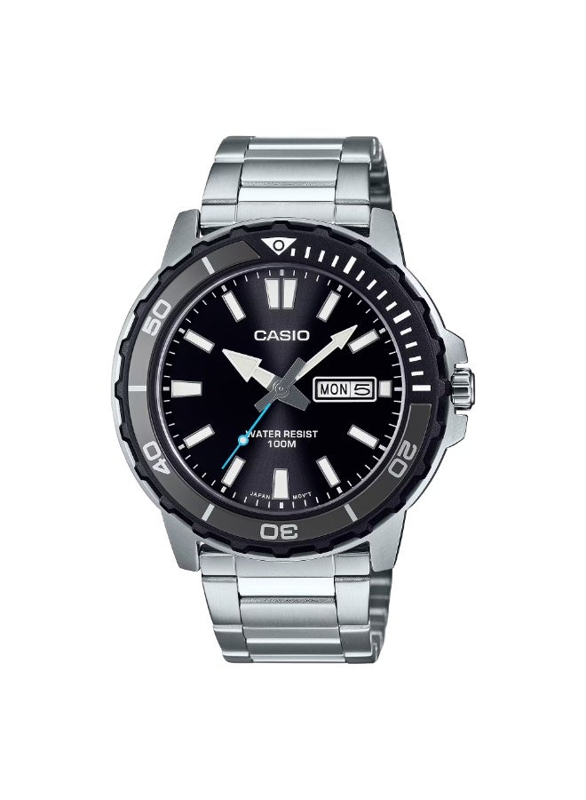 ساعة رجالية بتصميم رياضي بحري من الفولاذ المقاوم للصدأ تناظرية MTD-125D-1A3 - 45.6 مم