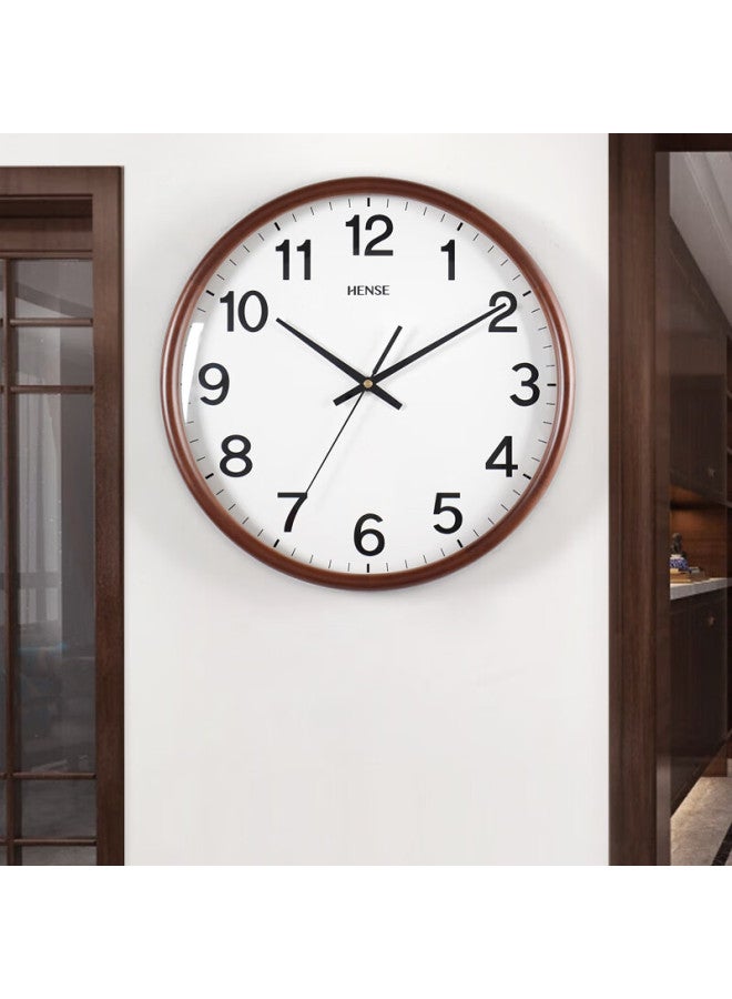 Hense Solid Wood Wall Clock Living Room Wall Clock Simple Large Digital Hanging Clock Home Quartz Silent Clock 35cm Hw31 - Image 2