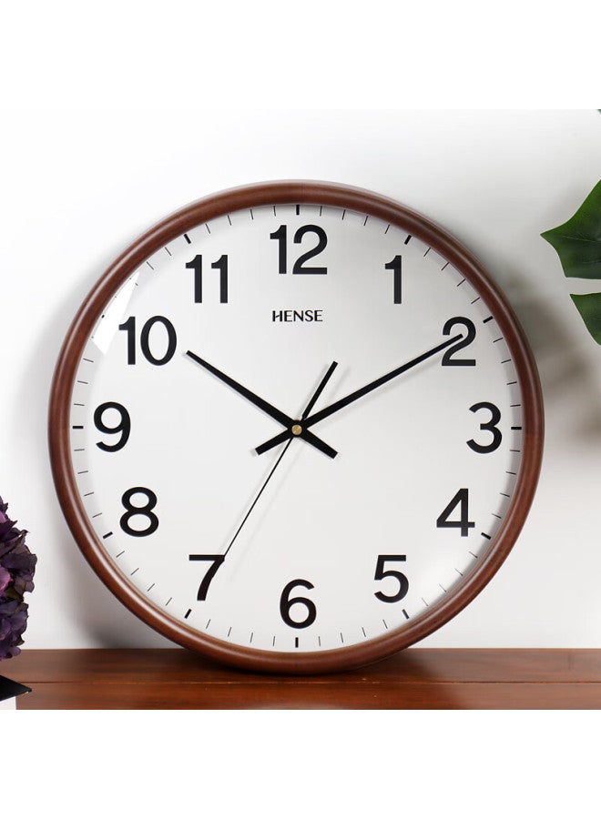 Hense Solid Wood Wall Clock Living Room Wall Clock Simple Large Digital Hanging Clock Home Quartz Silent Clock 35cm Hw31 - Image 3