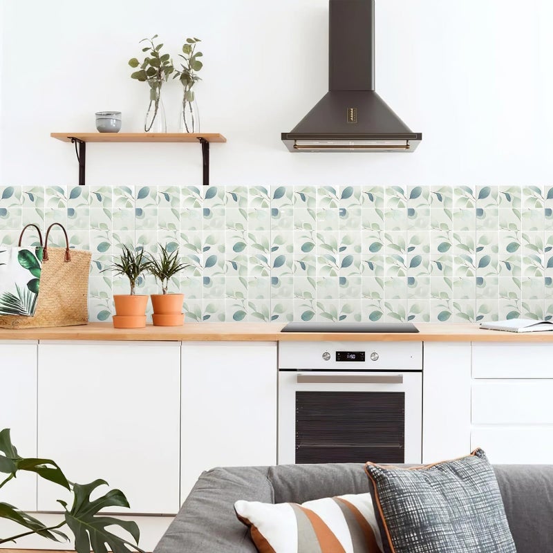 SVNOOC Peel & Stick Tile Stickers Waterproof Self-Adhesive Backsplash Stickers for Kitchen Bathroom Decor 10 Pack 11.8''x11.8'' (Green) - Image 2