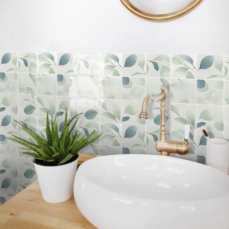 SVNOOC Peel & Stick Tile Stickers Waterproof Self-Adhesive Backsplash Stickers for Kitchen Bathroom Decor 10 Pack 11.8''x11.8'' (Green) - Image 3