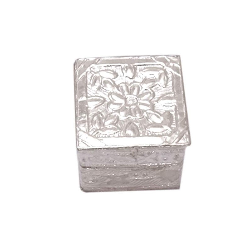 Sahiba Gems Pure Silver Designer Sindoor Dabbi Pooja Items for Home Silver KumKum Box Spiritual Gift Item Small Size 15 x 15 Centimetre Square Shape Small Size - Image 2