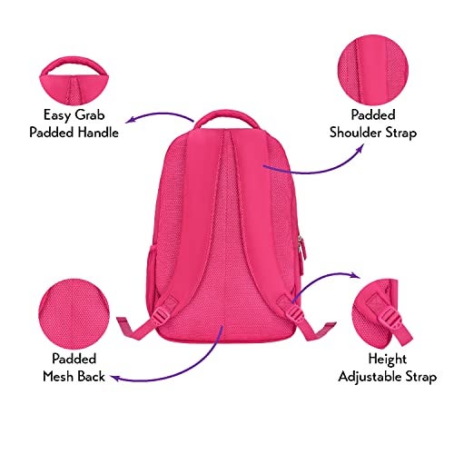 Genie Girlpower Casual Backpack for Girls |19 In-36 Ltr with Laptop Sleeve, Three Compartments and Organiser with Padded Shoulders |Best for Books,Stationery,Lunch Box & Essentials - Pink - Image 2