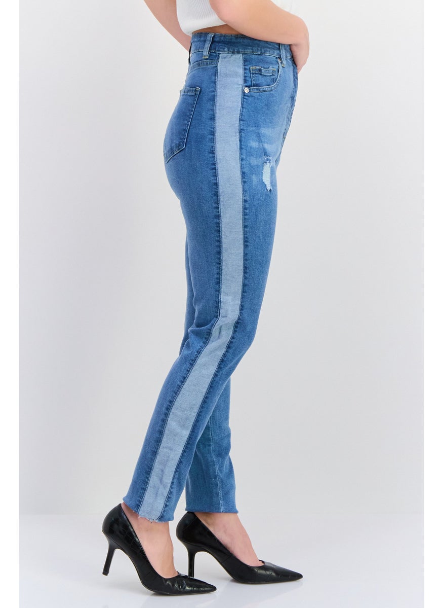 PARISIAN - Women Skinny Fit Rip Stretchable Denim Jeans, Wash Blue - Image 1