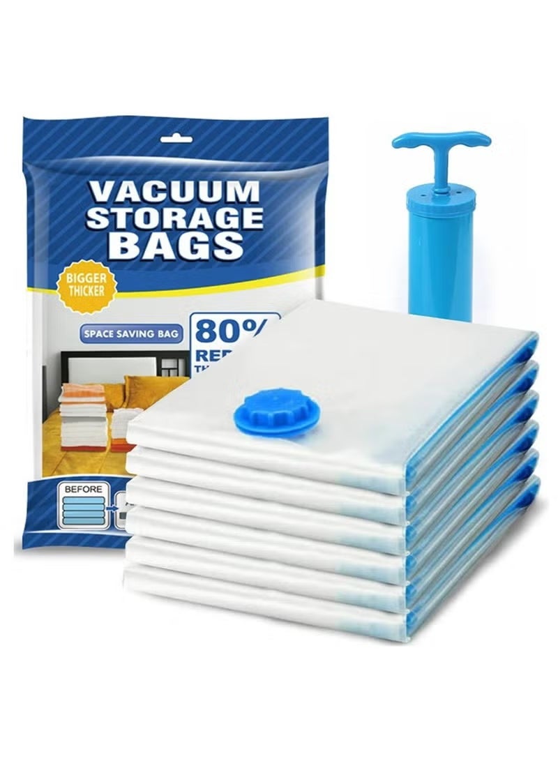 SKT Shiketro 6 Vacuum Storage bags, Space-saving, With Manual Pump, Reusable, Vacuum-sealed Storage Bags, Suitable For Bedding, Clothing, Curtains, Pillows (6 medium-sized bags, 50cm x 70cm) - Image 1