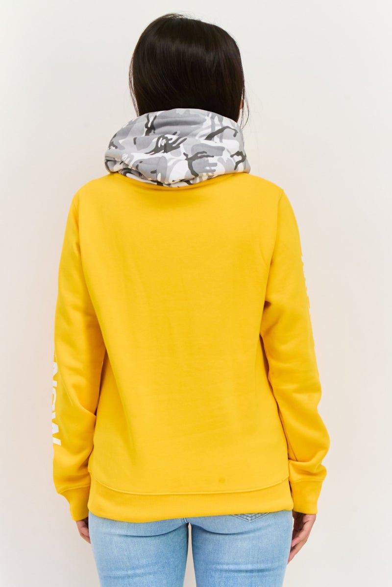 Aape By A Bathing Ape Women Graphic Long Sleeve Hooded Sweatshirts, Yellow Combo - Image 3